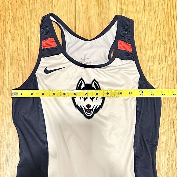 Nike Team Issued UConn Huskies Men’s Size M-L CAA Blue White Speedsuit Singlet - Picture 3 of 8